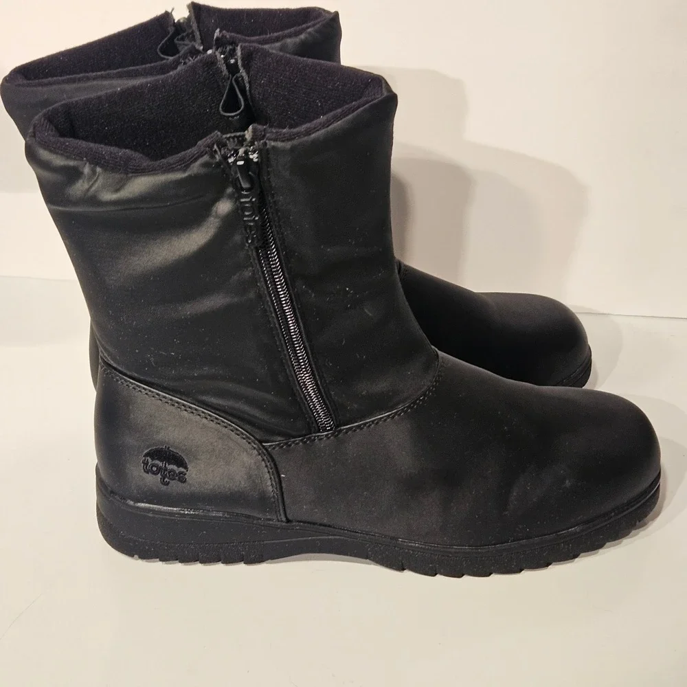Totes Gina Winter Boots Women 10 Black Side Zip Mid Calf GinaBlack 21699